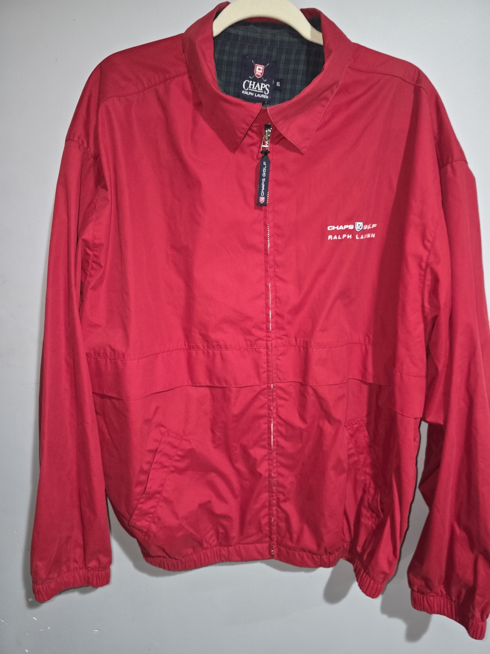 Chaps Golf Ralph Lauren windbreaker jacket Red Plaid Golf Jacket XL
